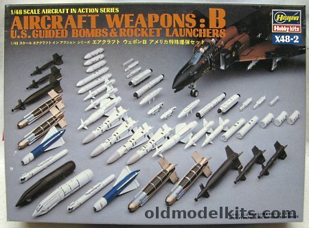 Hasegawa 1/48 Aircraft Weapons B  US Guided Bombs and Rocket Launchers - AGM-12B Bullpup / Aero 5A-1 / AGM-12C Bullpup / AGM-62A Walleye II / GBU-8 / GBU-10 / GBU-12 / AIM-54 Phoenix / LAU-3 / LAU-10 / ALQ87 ECM / ALQ-119 / ALQ-131 / Pave Knive Pod / Pave S, 2 plastic model kit